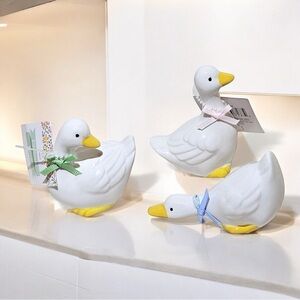 Charming White Duck Figurines Set
